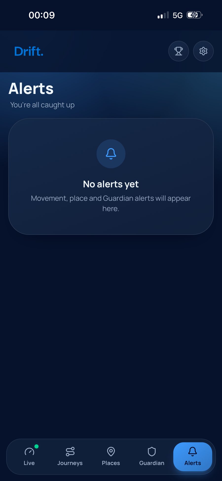 Drift Alerts empty state: You're all caught up